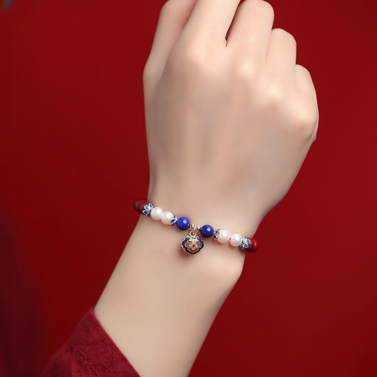 Peace Bracelet-Cinnabar Pearl Peace Lock